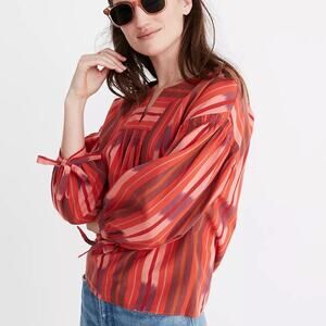 Madewell Ikat Peasant Popover Striped Top Blouse Size XS